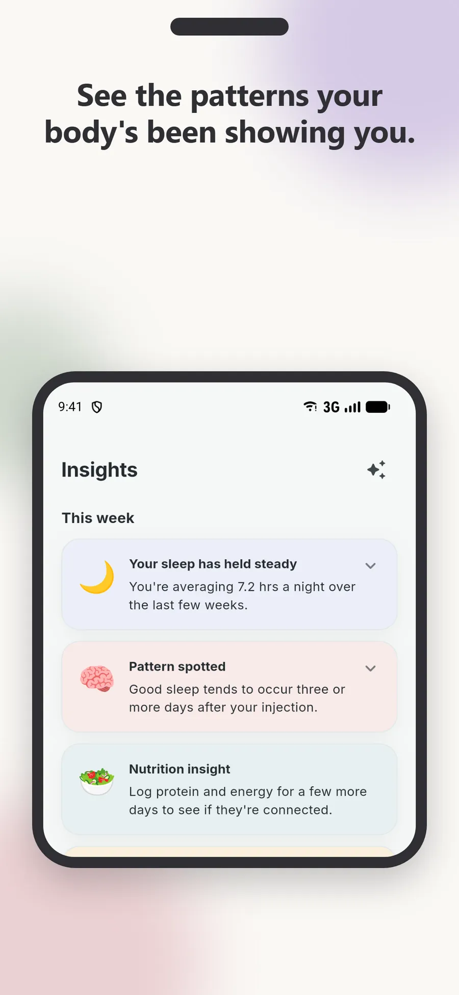 Persephone AI-generated insight card connecting sleep, medication and symptoms